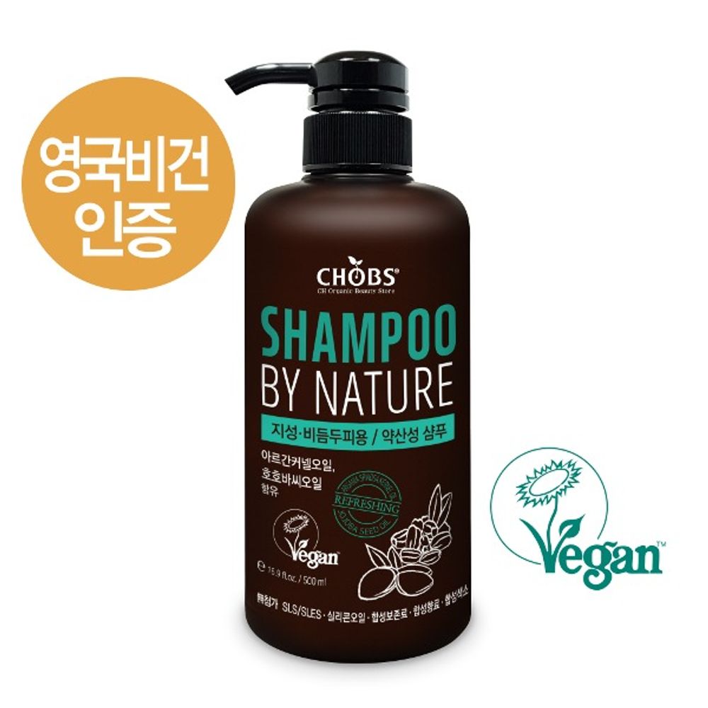 CHOBS Shampoo by Nature 500ml Sub-Acidic Vegan Scalp Care for Sebum and Dandruff _ Made in Korea